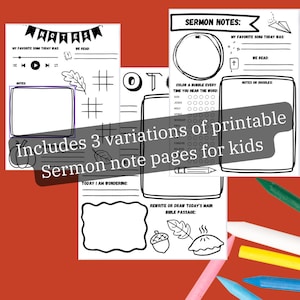 Fall Sermon Note Pages for Kids