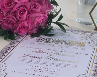 Digital Personalized Nikkah Contract Nikkah Nama | Customized Muslim Marriage Certificate | Premium Islamic Wedding Contract Gift