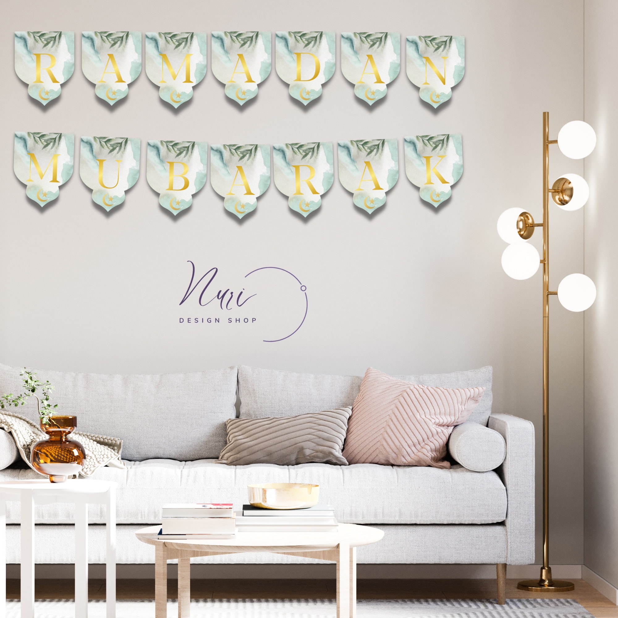 Modern Ramadan Eid Mubarak Banner SET, Printable Digital Download PDF ...