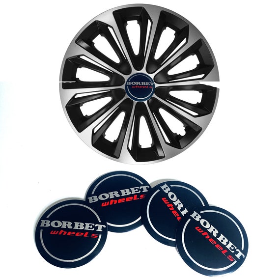Borbet Wheel Center Caps Emblem White & Black Edition, Wheel Emblems, Stickers