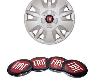 4 stickers voor Fiat 56 mm wieldoppen zwart en rood