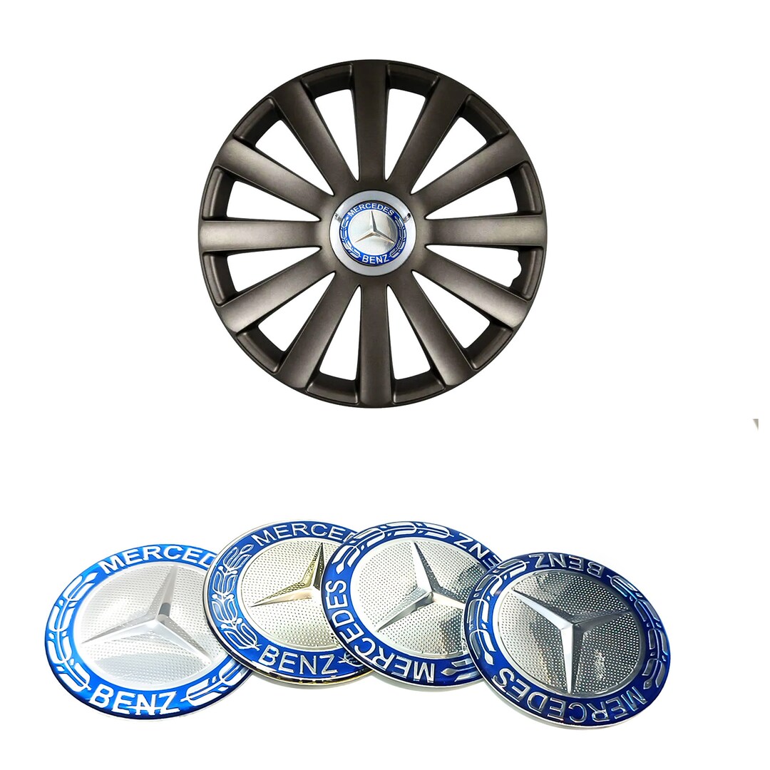 4 Stickers for Mercedes Benz Hubcaps 65mm Blue Silver in Epoxy Resin Etsy