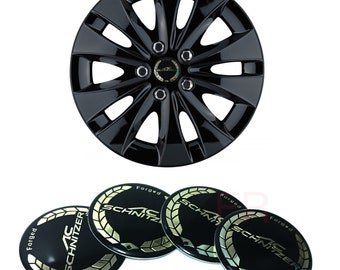 May include: Black wheel cover with a gold AC Schnitzer logo. The logo has the words "Forged" and "AC Schnitzer" in gold lettering.