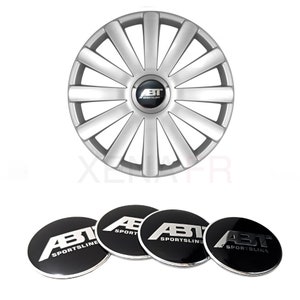 4 Stickers for ABT Sportline 56mm Black Silver hubcaps