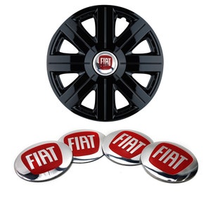 4 Stickers for Fiat 56mm chrome and red hubcaps