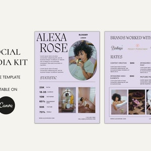 2 Page Influencer Kit Canva Template | Instagram, TikTok Influencer | Blogger templates Branding kit