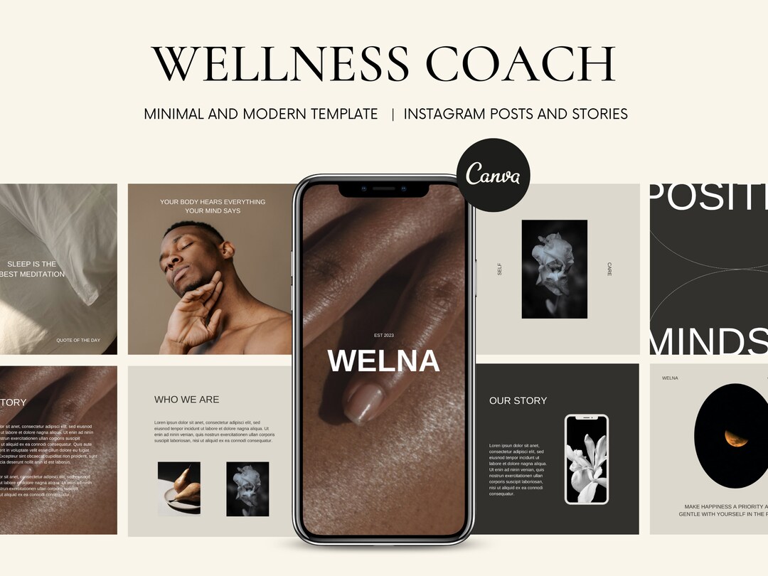 Wellness Coach, 80 Instagram Template, Canva Social Media, Mental ...
