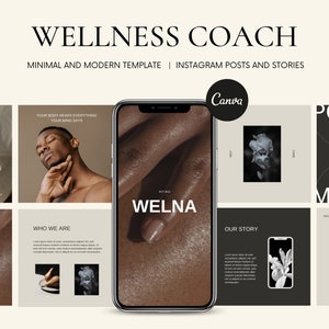 Wellness Coach, 80 Instagram Template, Canva Social Media, Mental health, Coaching, Health & Wellness, Self care, life coach