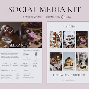 2 Page Media Kit Canva Template | Instagram, Influencer, Blogger, TikTok Media Kit | Food blogger | Social Media Kit