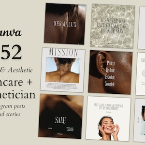 Plantilla de Instagram sobre cuidado de la piel, publicaciones de Instagram sobre belleza, esteticista, coaching, salud y bienestar, cuidado personal, coach de vida, esteticista