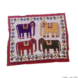 Vintage Beaded Indian Wall Hanging: Elephant & Floral Design