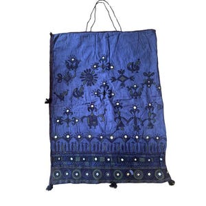 Borsa da dote grande 32"x24" Kutch indiana fatta a mano ricamata a mano tessuto specchiato corredo dal Gujarat