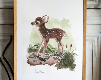 Watercolour Painting - Baby Deer