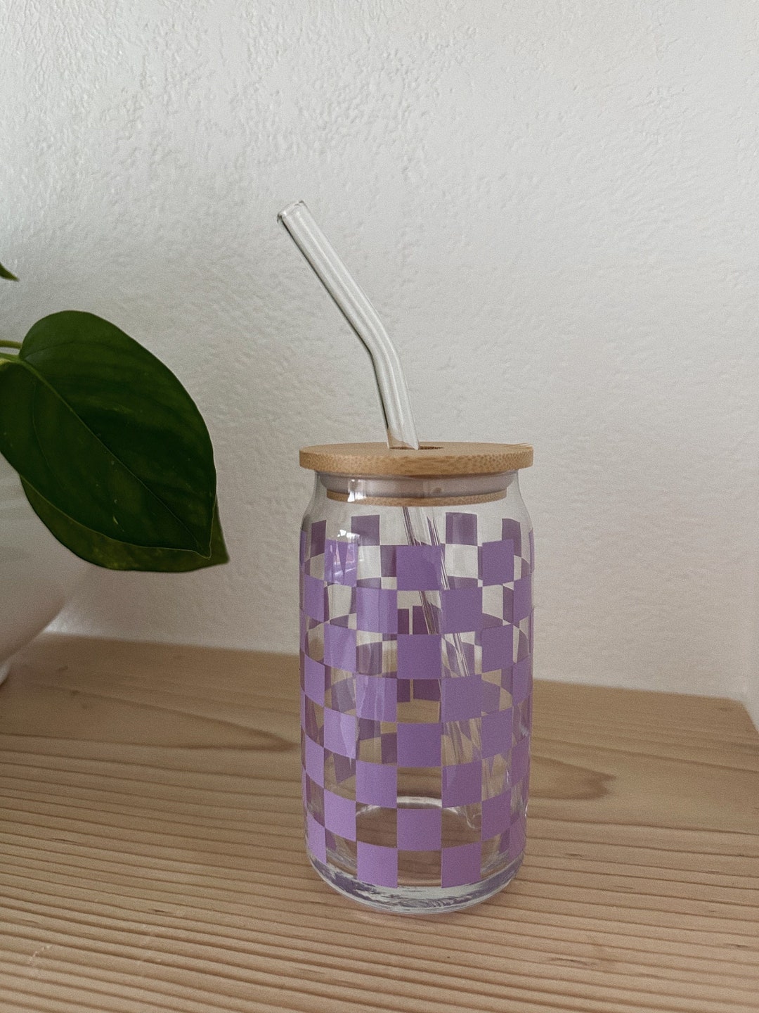 Libbey Glass Cup, Checkered Beer Can Glass Cup, Soda Glass Cup, Glass