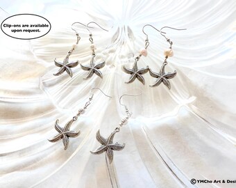 Boucles D'oreilles Pendantes Silverly - Argent Sterling 925 - Forme étoile De Mer - Neuf étiqueté