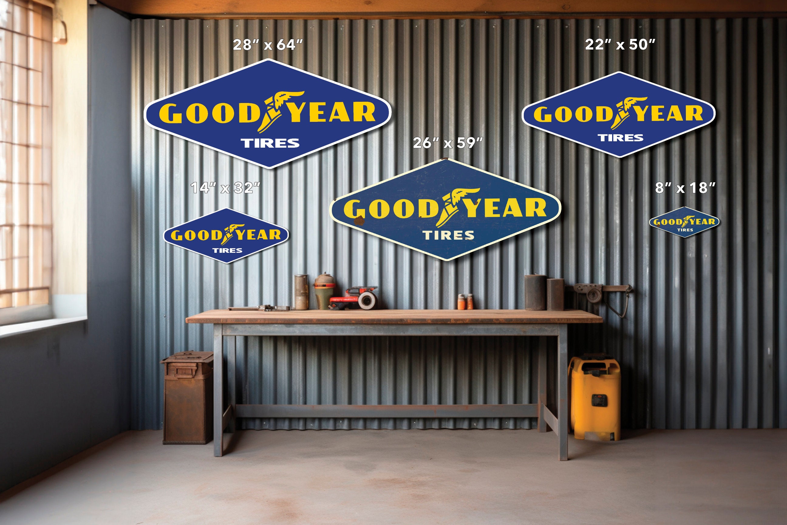 Goodyear Tires – 18in to 64in Tire Advertising REPLICA Metal Sign