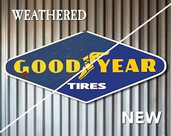 Goodyear Tires – 18in to 64in Tire Advertising REPLICA Metal Sign | Vintage AND New Look | made with Premium Aluminum Composite Metal (ACM)