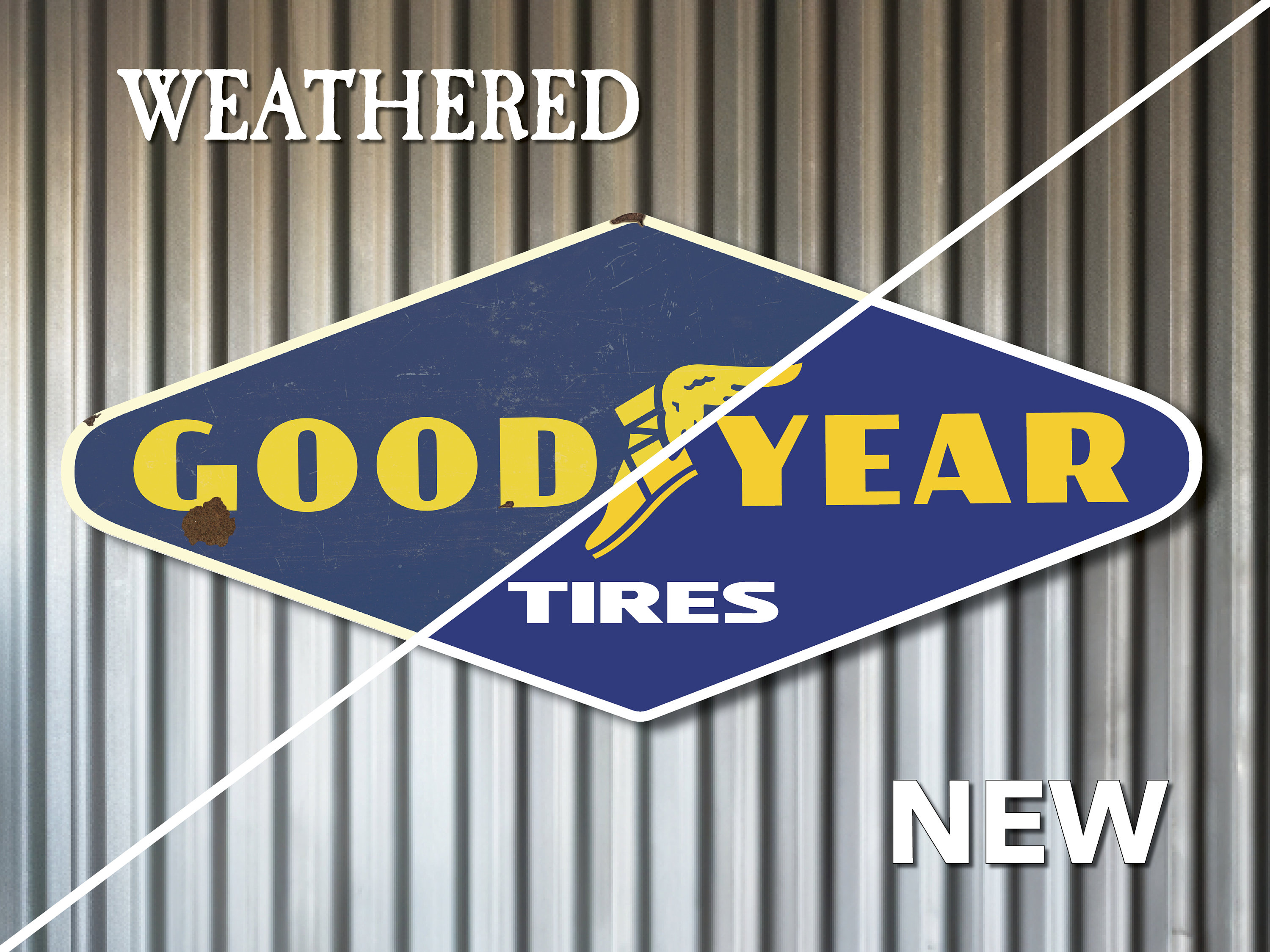 ヴィンテージ　GOODYEAR　アメリカ企業　バナー　看板　VINTAGE Goodyear Banner Tire Poster Vintage Sign Tires Proved