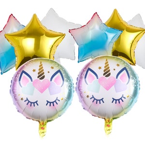 Unicorn Balloons, Rainbow Star Balloons
