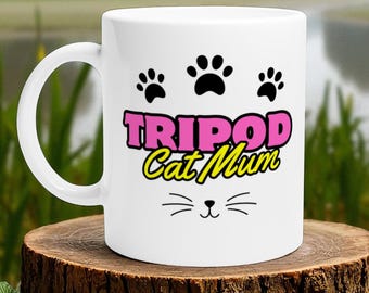 Tripod Cat Mum Mug, Three-Legged Kitty Owner Gift