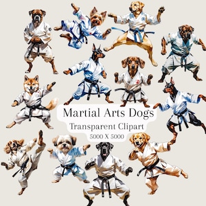 Karate Dogs Clip Art PNG Images Instant Download