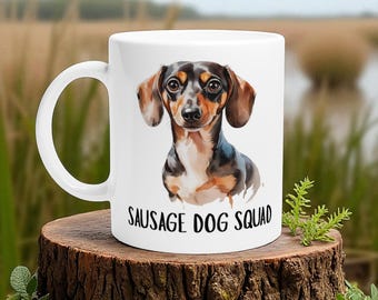 Taza del equipo de perros salchicha: Divertida taza de café con perro salchicha