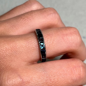 Art Deco Sapphire Eternity Band in 18K White Gold