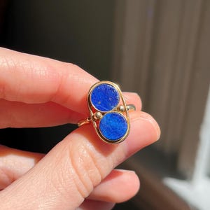 Vintage 14K Yellow Gold Double Lapis Plaque Ring