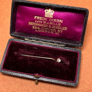 Antique 10K Tiny Stick Pin with Moonstone Orb