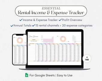 Rental Income & Expense Tracker Spreadsheet, Google Sheets, Rental Bookkeeping, Rental Property Income, Real Estate Tracker