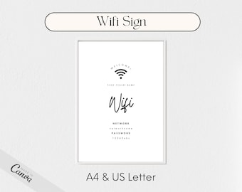 Wifi Sign, Editable Airbnb Wifi Sign, Wifi Sign for Rentals, VRBO, Airbnb Printables, WiFi Password Sign, WiFi Password Printable