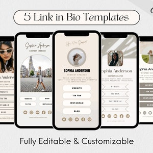 5 Link In Bio Templates, Minimalist Link In Bio Template, Linktree Alternative, Social Media Marketing, Instagram Landing Page