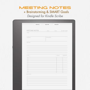 Meeting Notes for Kindle Scribe, Brainstorm, Goal Planner, Meeting Minutes, Meeting Book, Kindle Scribe Templates