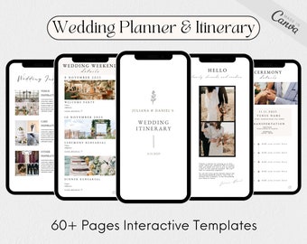 Digitale Hochzeit Reiseplan, Elegante Hochzeitsplaner Vorlage, Mobile Hochzeitsplaner, Bearbeitbare Vorlage, Hochzeitswochenende Reiseplan