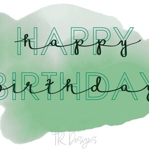 Cartão de aniversário em aquarela