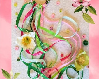 Apple Blossom Ribbon Hand Kite