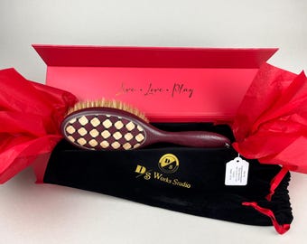 Handmade purpleheart and diamond pattern decorative spanking hairbrush