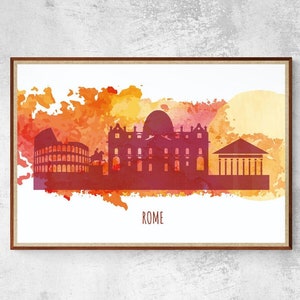 Roma, decoração da cidade, horizonte da cidade, cartão postal da cidade, arte impressa na parede, lembrança da cidade. Cartaz da cidade, arte da parede da cidade, arte da cidade, arte country,