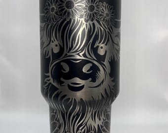 Highland Cow Tumbler, 40oz with Handle
