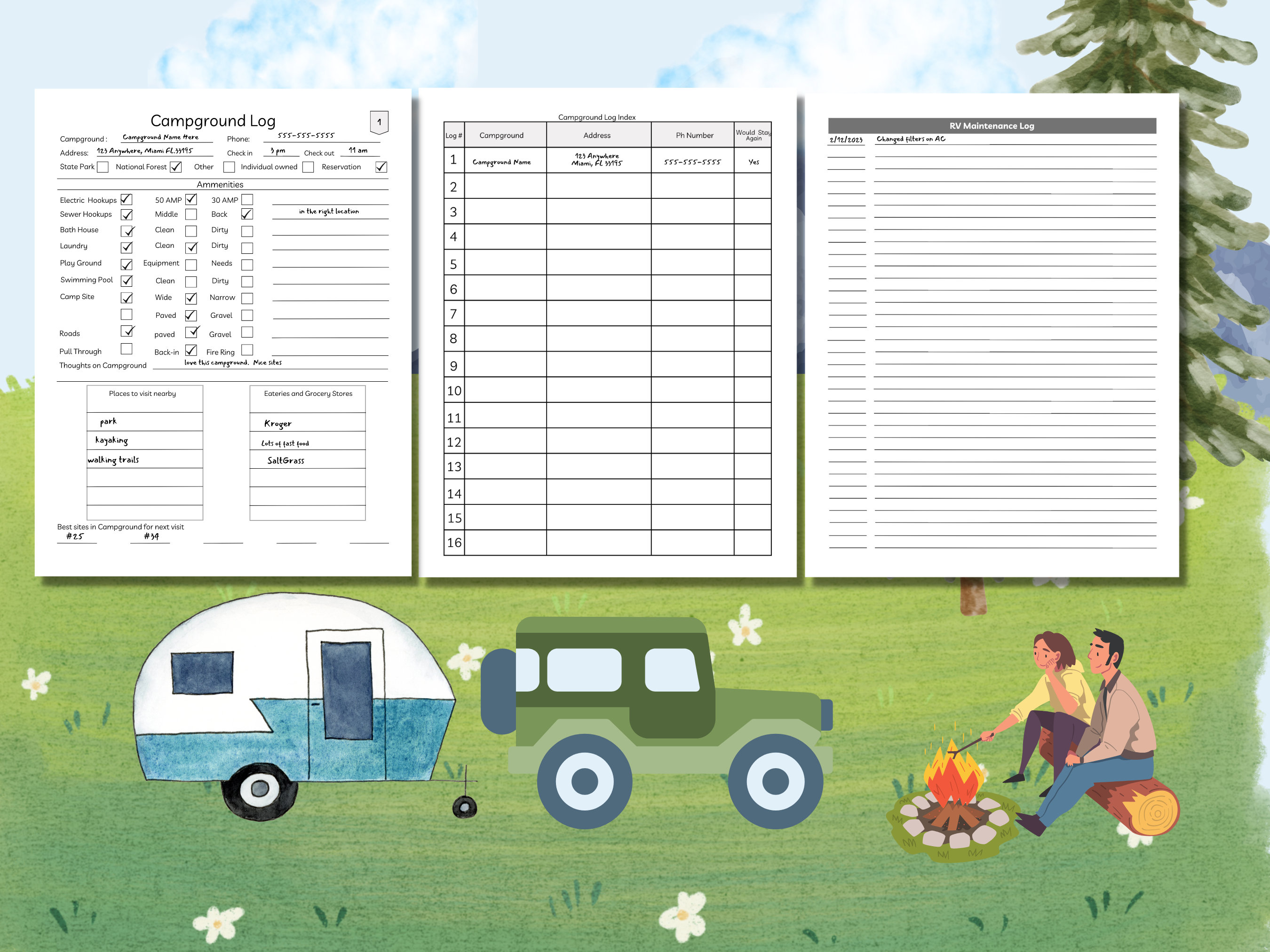 Printable RV Campground Logbook Digital Download RV Campsite - Etsy