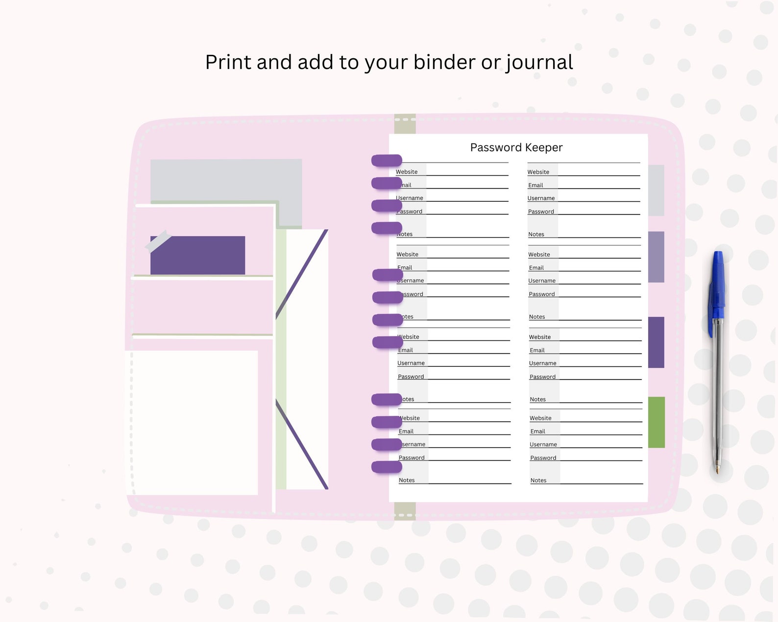 Printable Password Keeper, Fillable Password Log (US Letter, A4 ...