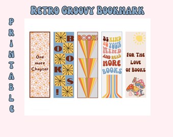 Marcapáginas imprimibles / Marcapáginas de los años 70 / Marcapáginas boho / Marcapáginas con estilo / Marcapáginas retro / Digital / Imprimible / PDF / Amante de la lectura