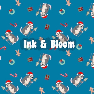 Joyeux Noël Hissmas Opossum, 300 DPI, papiers numériques PNG, vinyle, conception de Surface de tissu