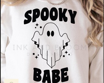 Fantasma espeluznante PNG, diseño de camiseta retro de Halloween (descarga digital)