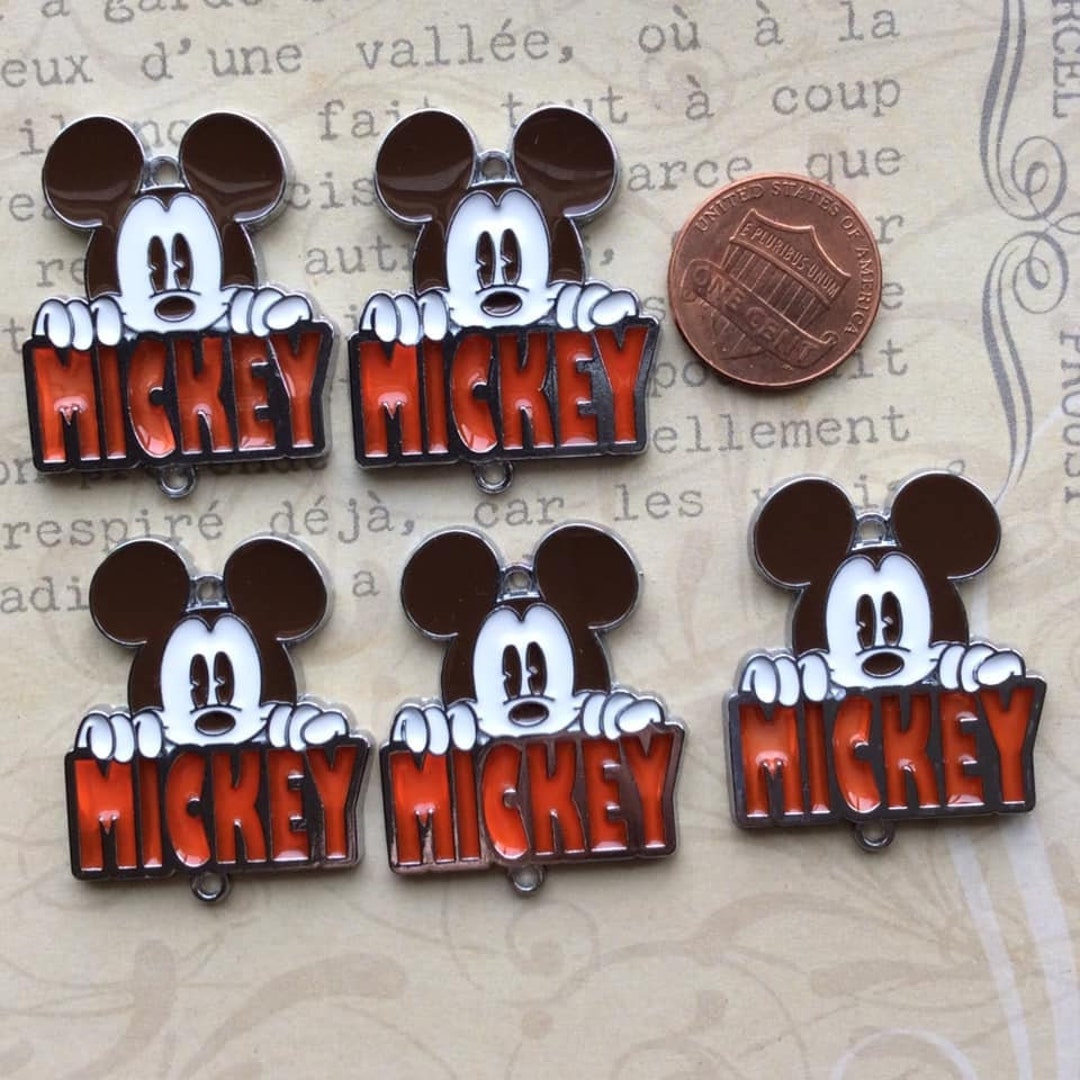 5 Cute Mickey Mouse Enamel Metal Charms/mickey Charms/disney Etsy