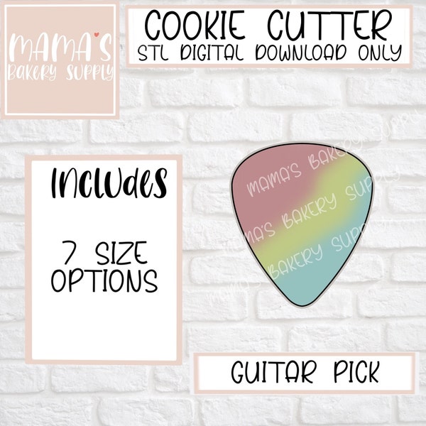 Guitar Pick Cookie Cutter STL Digital Download