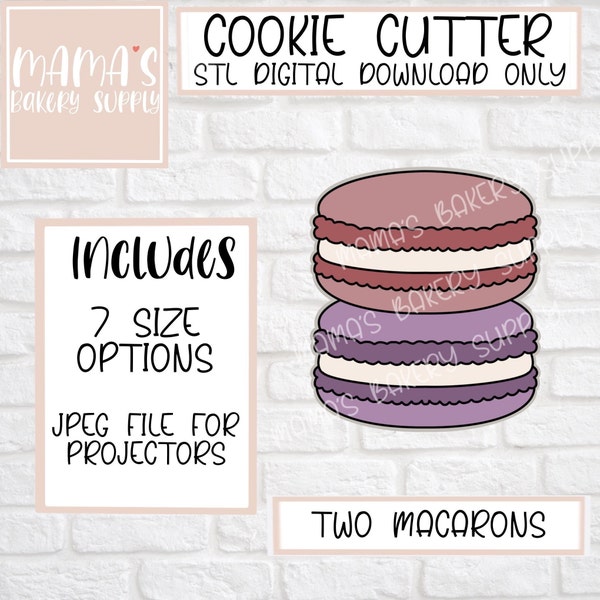 Two Macarons Cookie Cutter STL Digital Download