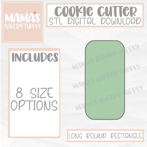 Long Rounded Rectangle Cookie Cutter STL File Digital Download