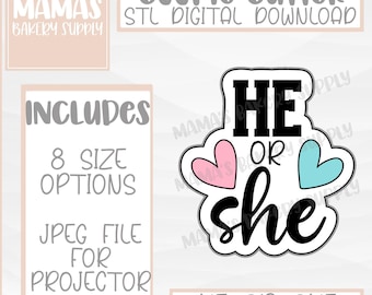 He or She Baby Cookie Cutter STL File Digital Download