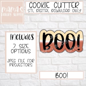 Boo! Halloween Cookie Cutter STL File Digital Download